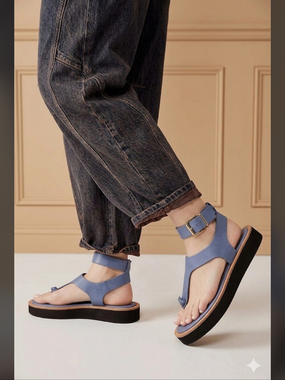 Sky Blue T-Strap Platform Sandals